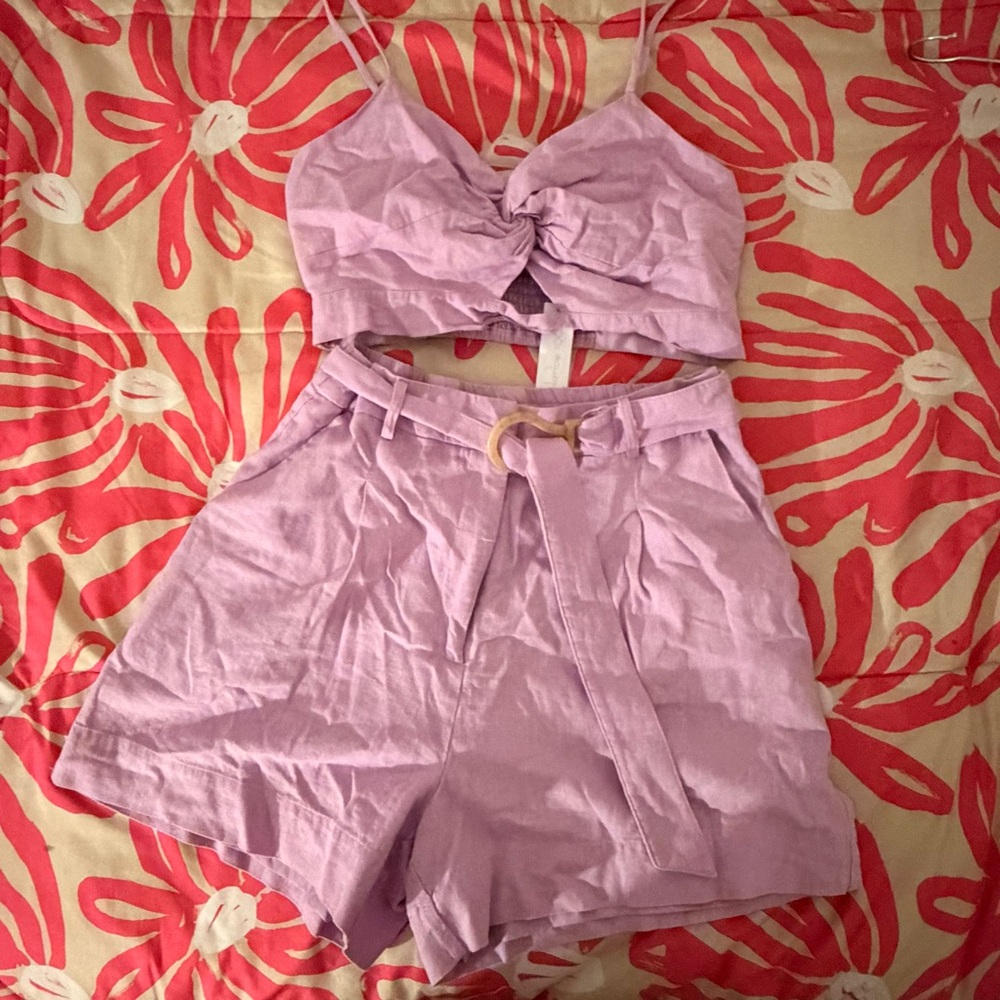 House of Harlow 1960 lilac linen two piece set in size M NWT